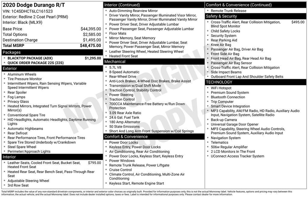 Used 2020 Dodge Durango R/T w/ Blacktop Package RWD image 7