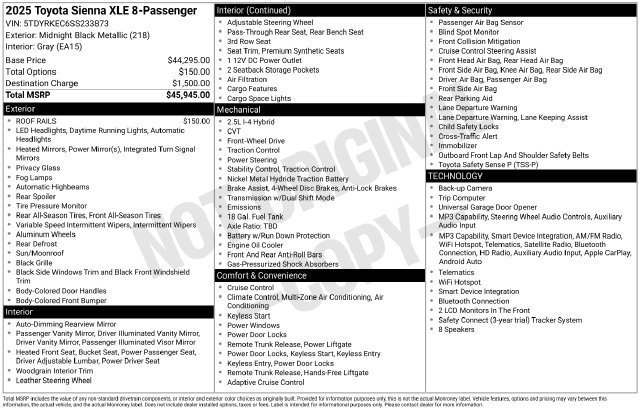 Used 2025 Toyota Sienna XLE FWD image 2