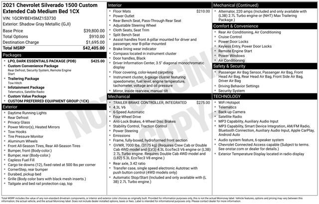 Certified 2021 Chevrolet Silverado 1500 Custom w/ LPO, Dark Essentials Package AWD/4WD image 15