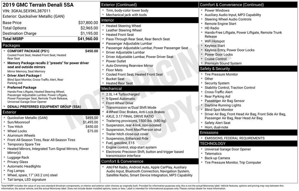 Used 2019 GMC Terrain Denali w/ Comfort Package image 10