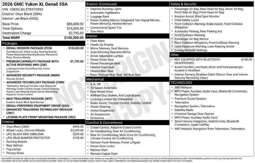 New 2026 GMC Yukon XL Denali w/ Denali Reserve Package AWD/4WD image 12