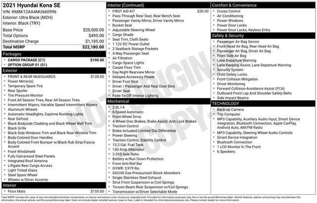 Used 2021 Hyundai Kona SE w/ Cargo Package FWD image 7