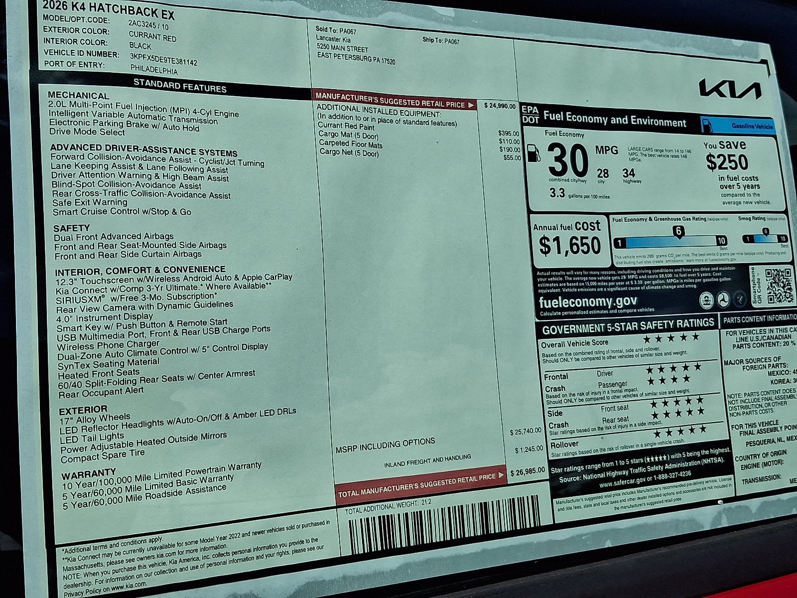 New 2026 Kia K4 EX FWD image 19