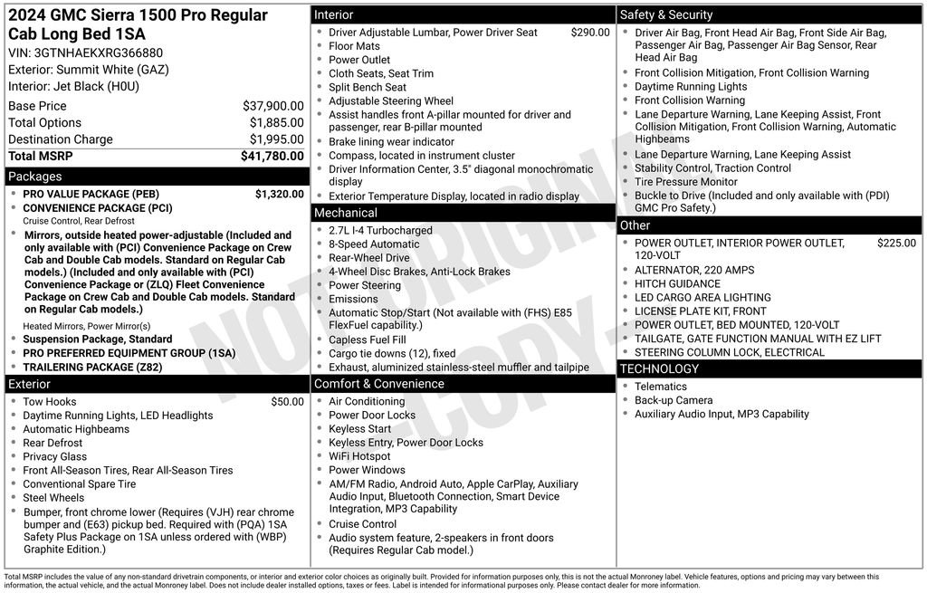 Used 2024 GMC Sierra 1500 Pro w/ Pro Value Package image 6