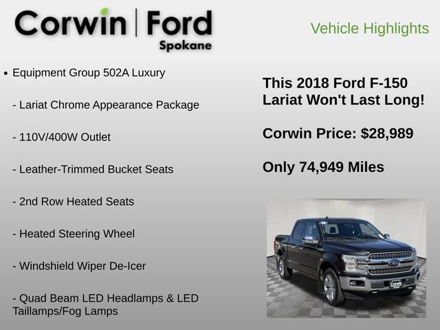 Used 2018 Ford F150 Lariat w/ Equipment Group 502A Luxury AWD/4WD image 12