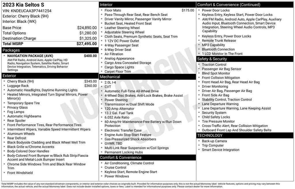 Certified 2023 Kia Seltos S w/ Navigation Package AWD/4WD image 10