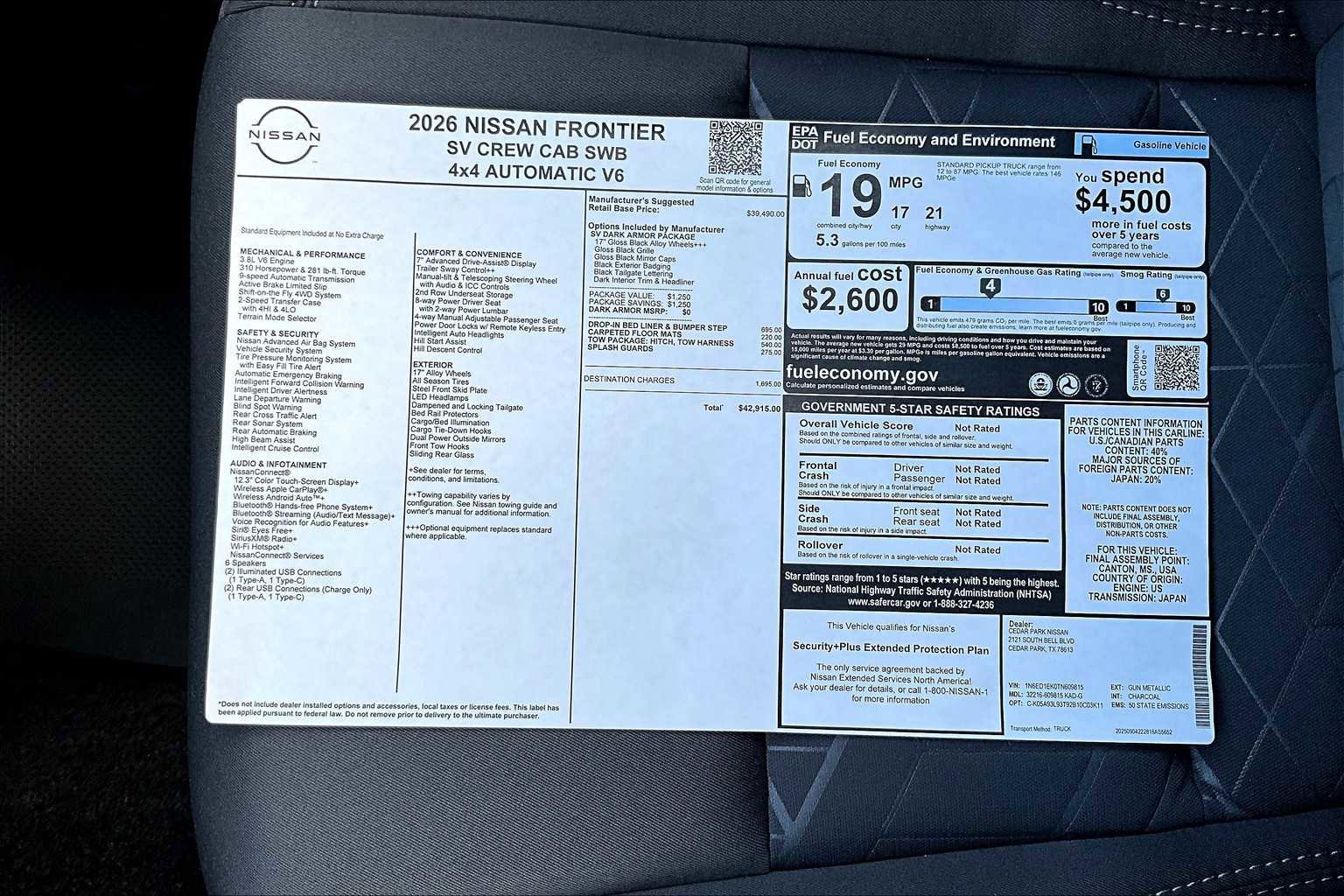 New 2026 Nissan Frontier SV image 21