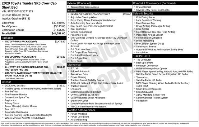 Certified 2020 Toyota Tundra SR5 w/ TRD Off-Road Package RWD image 33