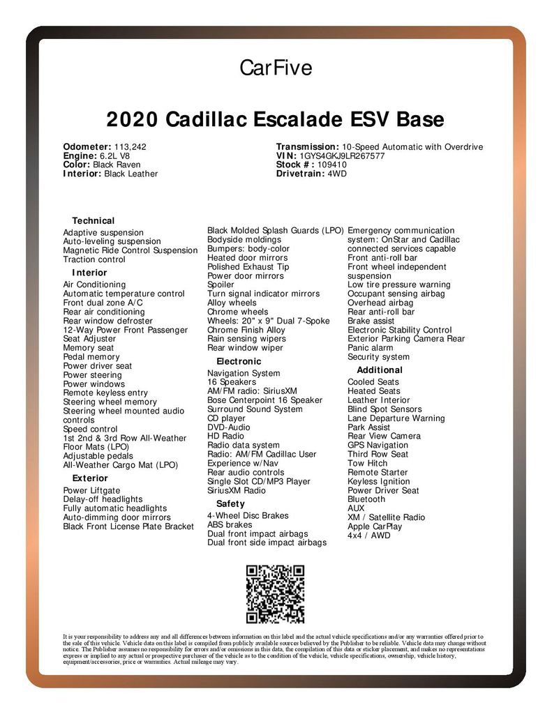 Used 2020 Cadillac Escalade ESV 4WD image 36