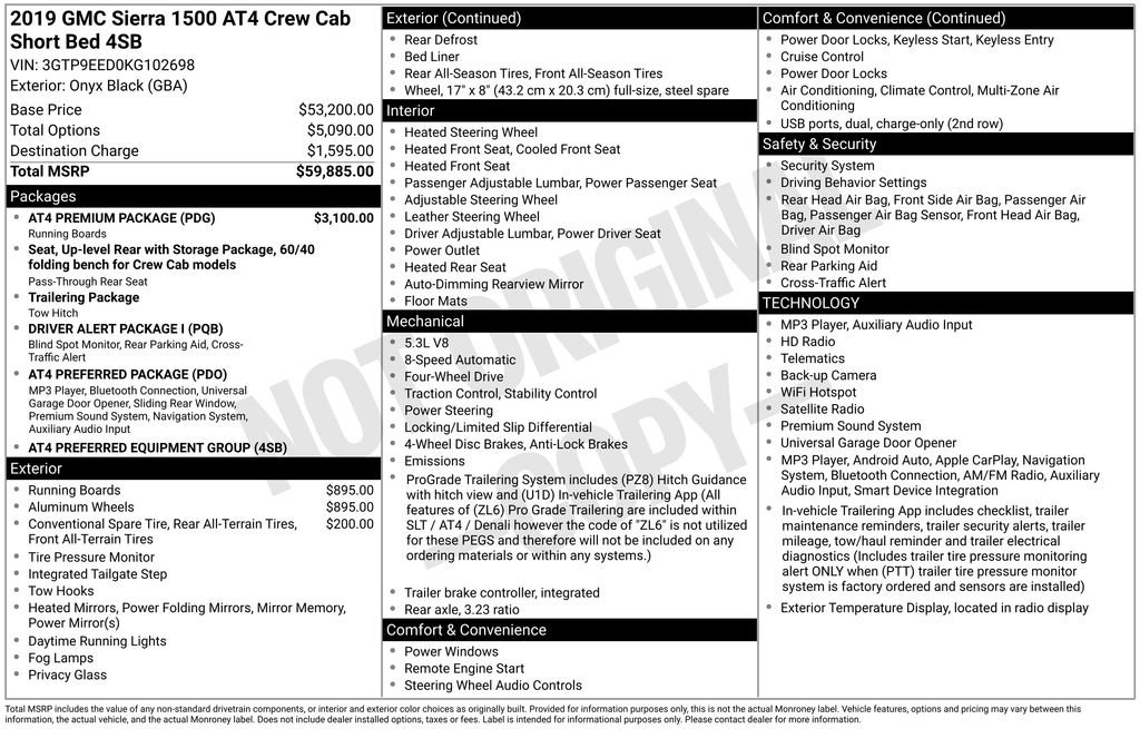 Used 2019 GMC Sierra 1500 AT4 w/ AT4 Premium Package AWD/4WD image 7