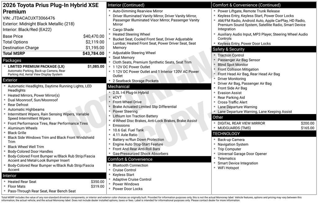 New 2026 Toyota Prius Plug-In Hybrid w/ Limited Premium Package FWD image 7