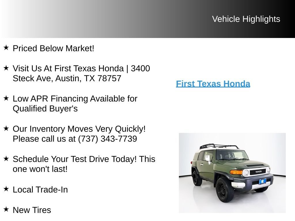 Used 2014 Toyota FJ Cruiser 4WD w/ Convenience Package image 10