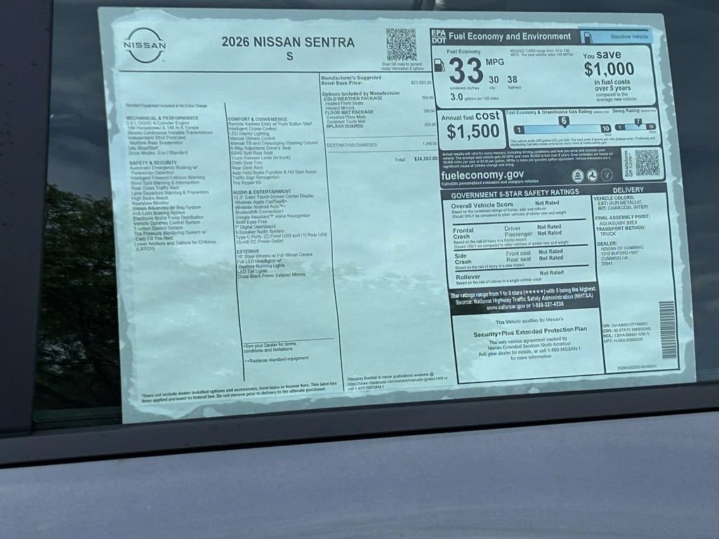 New 2026 Nissan Sentra S w/ S Cold Weather Package FWD image 2
