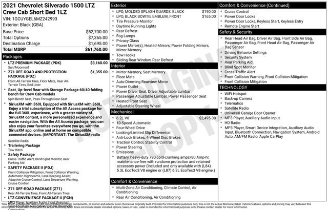 Used 2021 Chevrolet Silverado 1500 LTZ w/ LTZ Premium Package AWD/4WD image 20