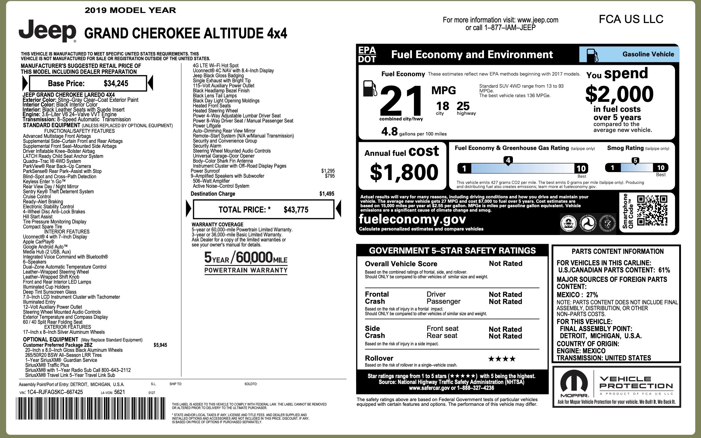 Used 2019 Jeep Grand Cherokee Altitude AWD/4WD image 5