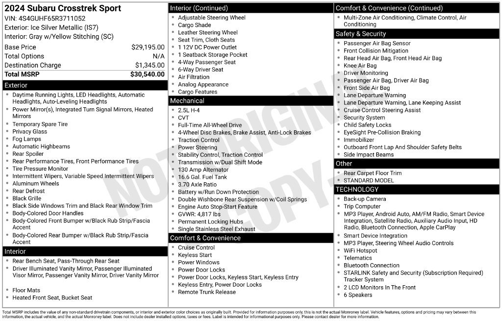 Certified 2024 Subaru Crosstrek 2.5i Sport AWD/4WD image 33