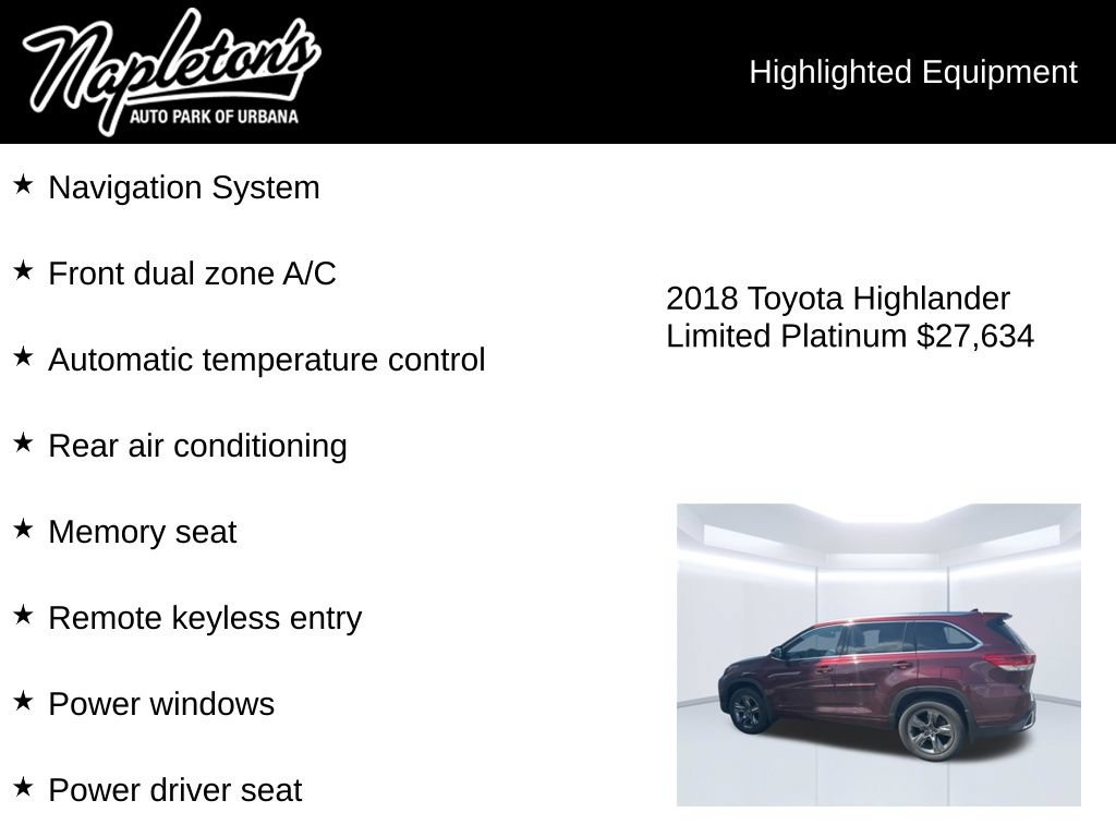 Used 2018 Toyota Highlander Limited Platinum w/ Protection Package #3 AWD/4WD image 3