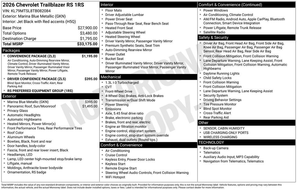 New 2026 Chevrolet TrailBlazer RS w/ Convenience Package FWD image 6