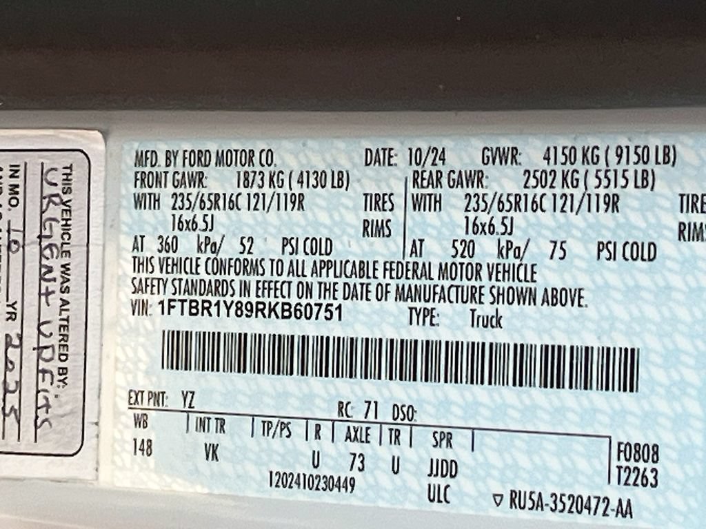Used 2024 Ford Transit 250 Low Roof w/ Load Area Protection Package RWD image 26