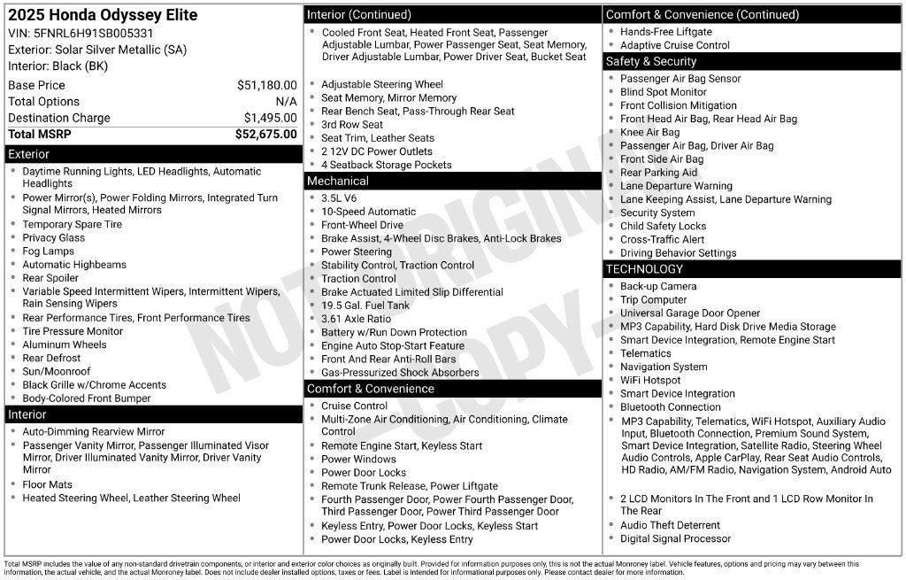 Used 2025 Honda Odyssey Elite image 30