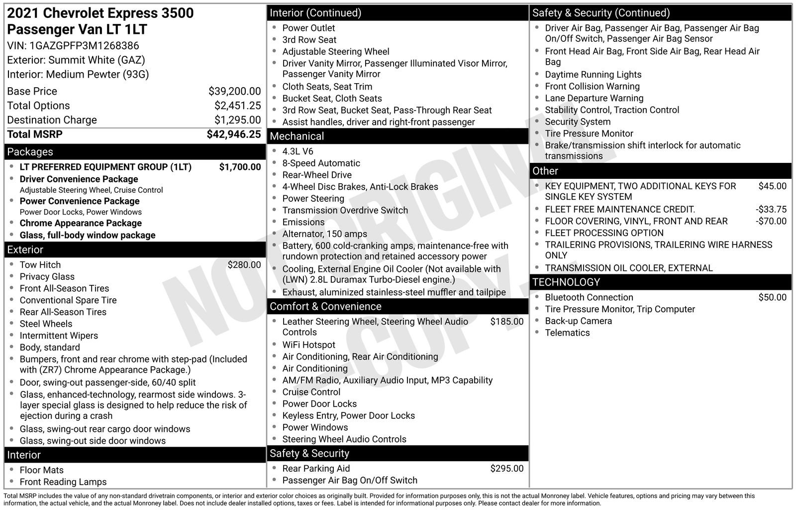 Used 2021 Chevrolet Express 3500 LT w/ LT Preferred Equipment Group image 2