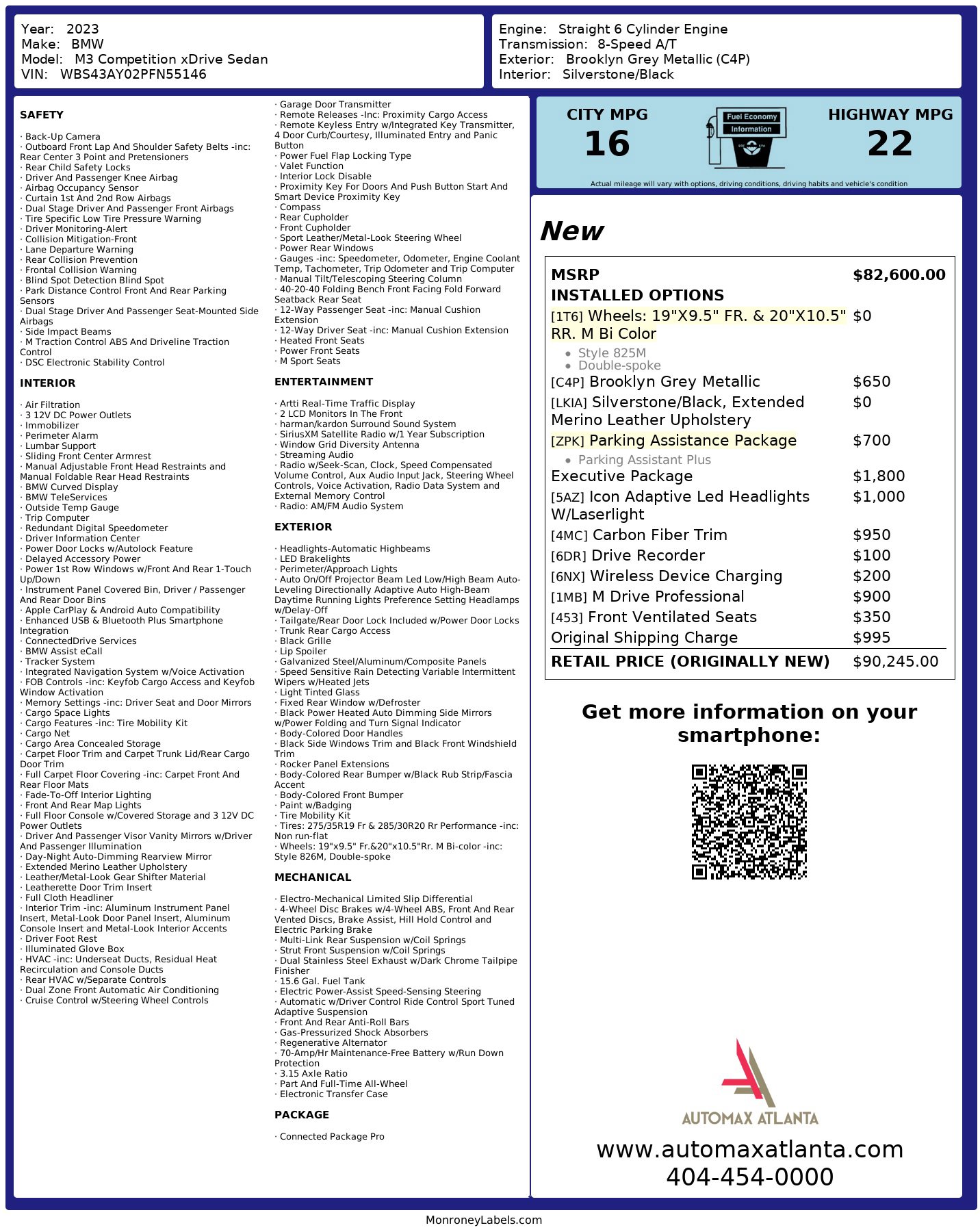 Used 2023 BMW M3 Competition w/ Executive Package image 2