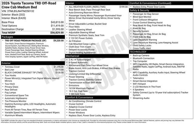 New 2026 Toyota Tacoma TRD Off-Road w/ TRD Off Road Premium Package image 7