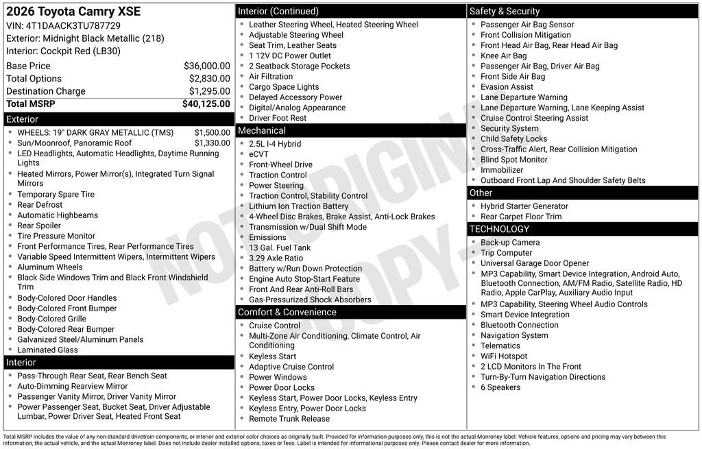 New 2026 Toyota Camry XSE FWD image 36