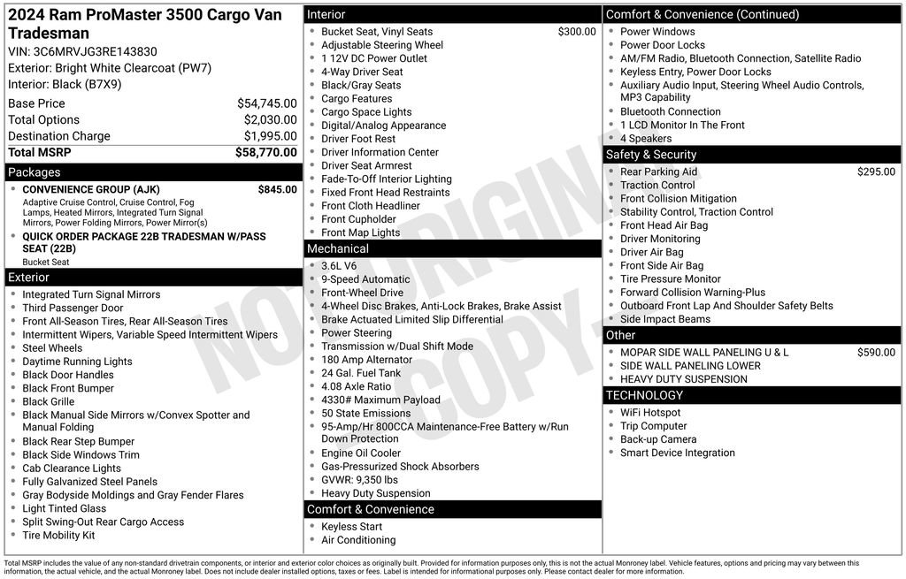 Used 2024 RAM ProMaster 3500 w/ Convenience Group FWD image 10