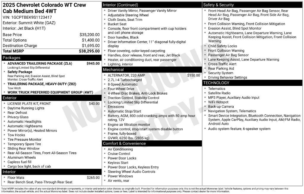 Used 2025 Chevrolet Colorado W/T w/ Advanced Trailering Package AWD/4WD image 4
