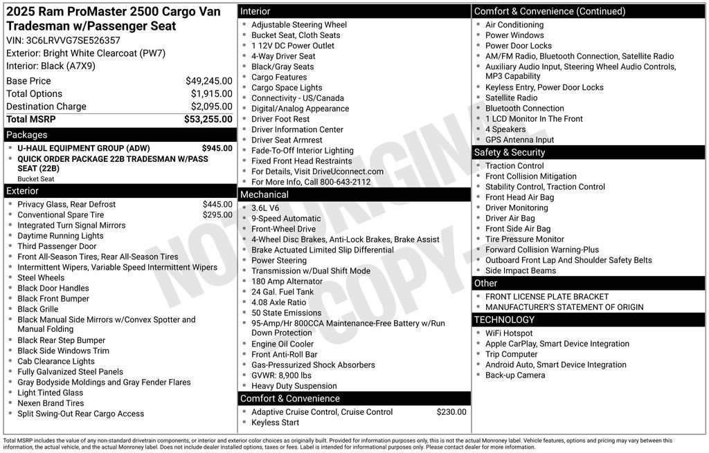 Used 2025 RAM ProMaster 2500 w/ U-Haul Equipment Group FWD image 33