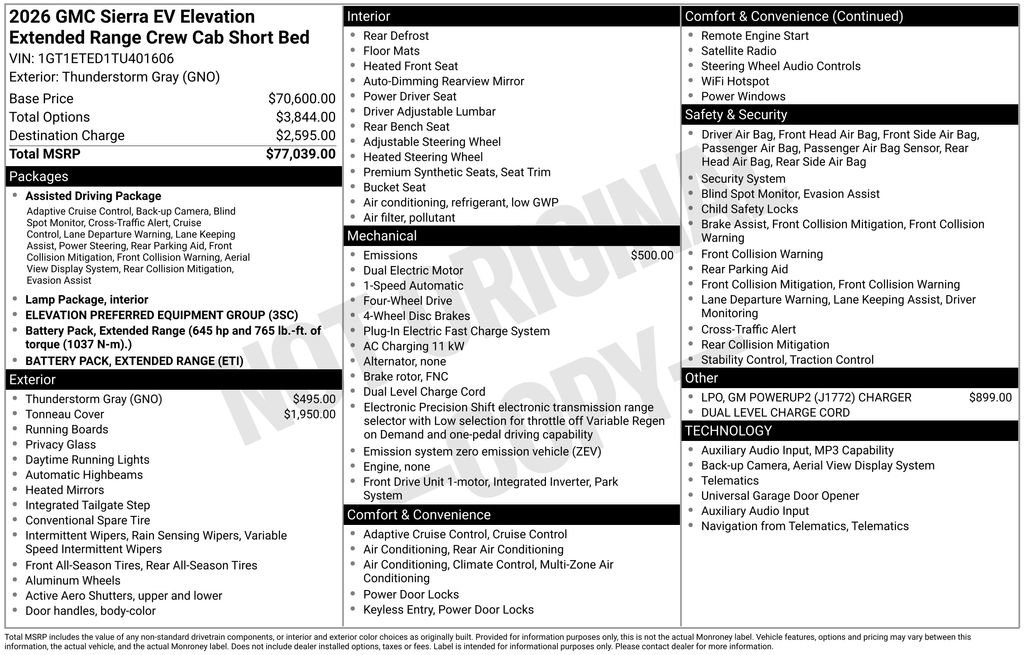 New 2026 GMC Sierra EV Elevation AWD/4WD image 43