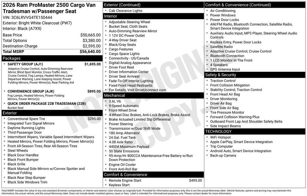 New 2026 RAM ProMaster 2500 w/ Safety Group image 5