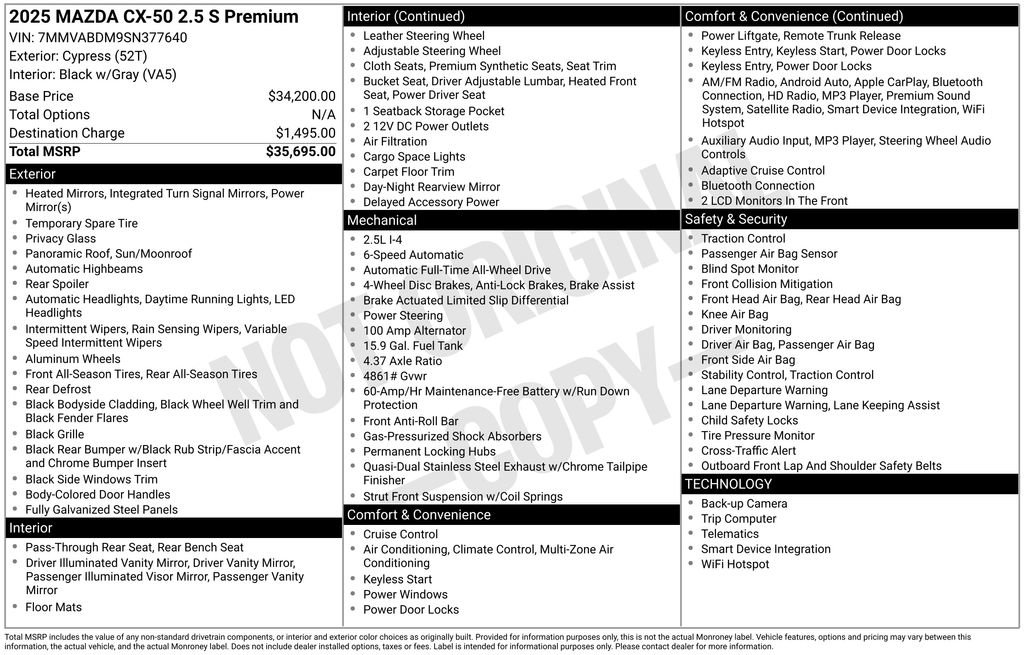 Used 2025 MAZDA CX-50 AWD 2.5 S w/ Premium Package image 42