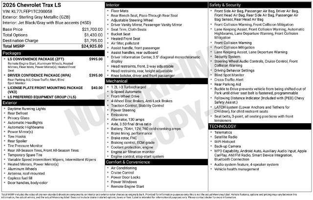 New 2026 Chevrolet Trax LS w/ LS Convenience Package FWD image 2