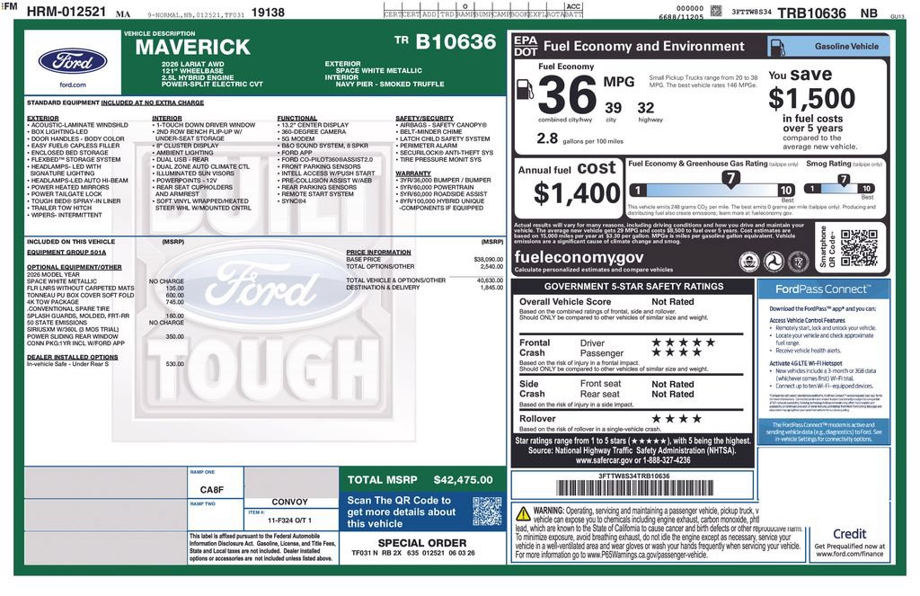 New 2026 Ford Maverick Lariat w/ 4K Tow Package AWD/4WD image 26
