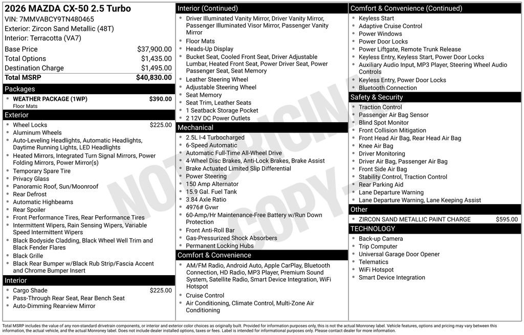 New 2026 MAZDA CX-50 AWD 2.5 S w/ Weather Package image 2