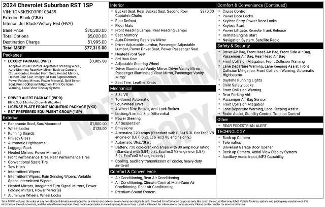 Used 2024 Chevrolet Suburban RST w/ Luxury Package AWD/4WD image 9