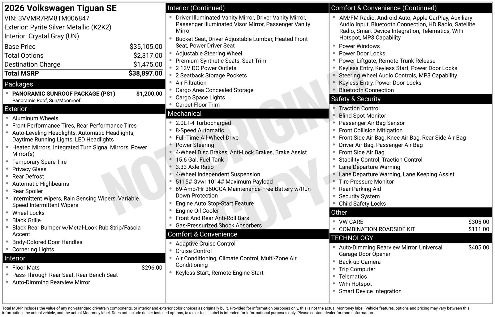 Certified 2026 Volkswagen Tiguan SE w/ Panoramic Sunroof Package AWD/4WD image 36