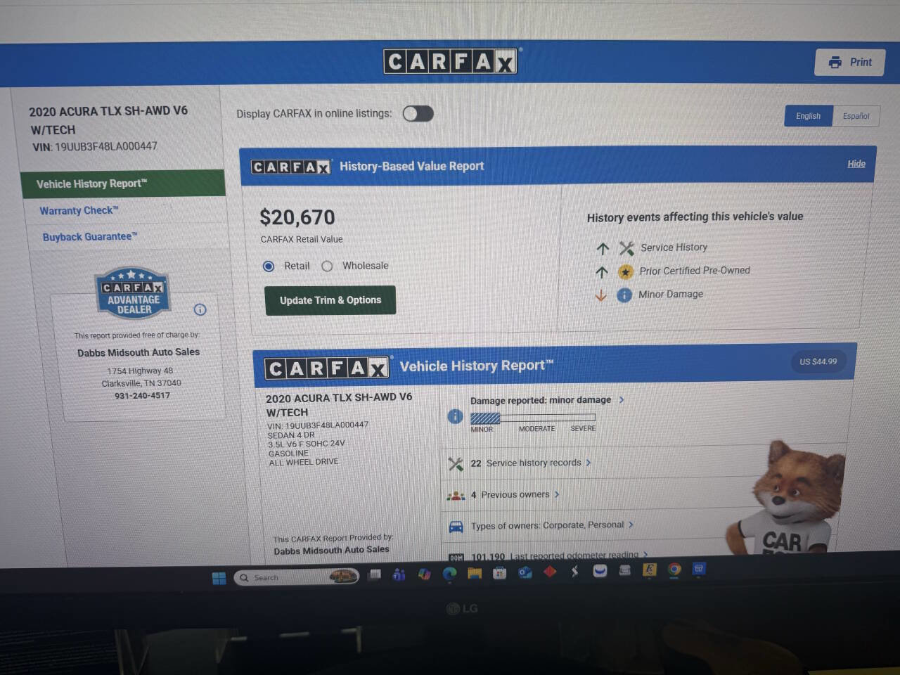 Used 2020 Acura TLX image 21