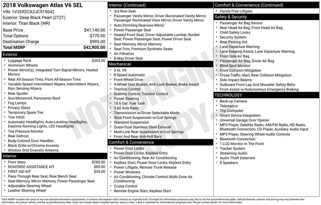 Used 2018 Volkswagen Atlas SEL FWD image 37