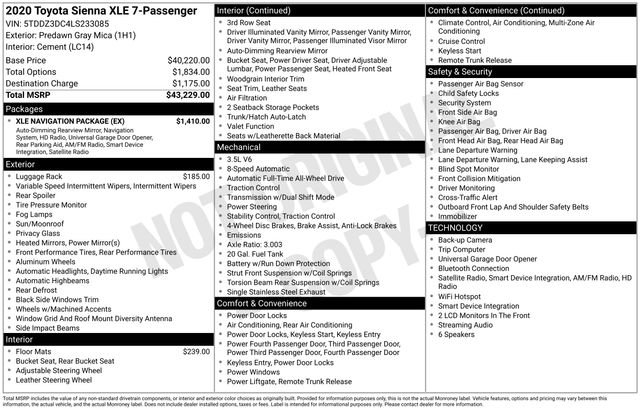 Used 2020 Toyota Sienna XLE w/ XLE Navigation Package AWD/4WD image 30