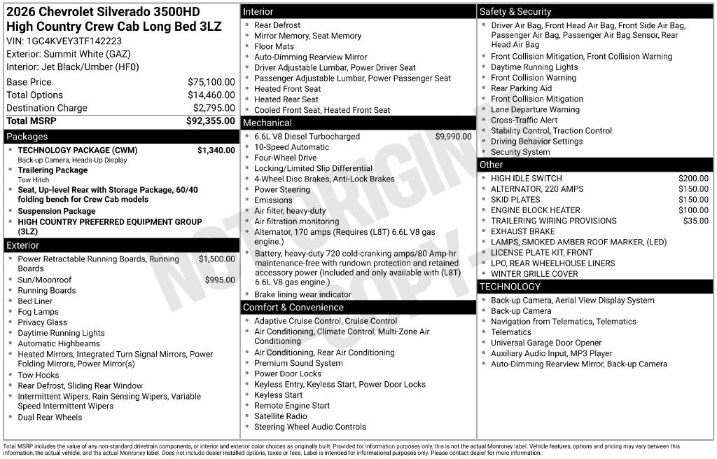 Used 2026 Chevrolet Silverado 3500 High Country w/ Technology Package AWD/4WD image 5