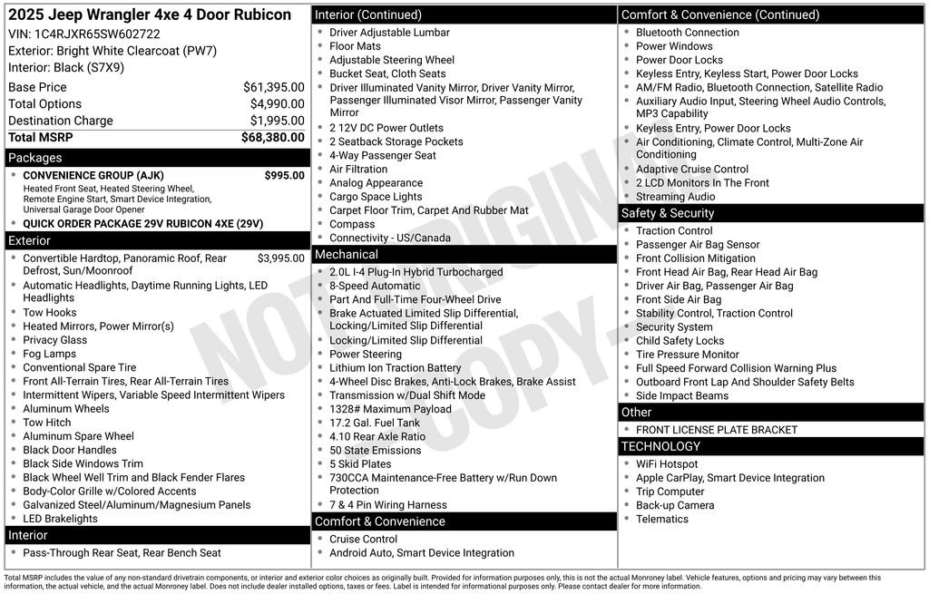 Certified 2025 Jeep Wrangler Unlimited Rubicon 4xe w/ Convenience Group AWD/4WD image 44