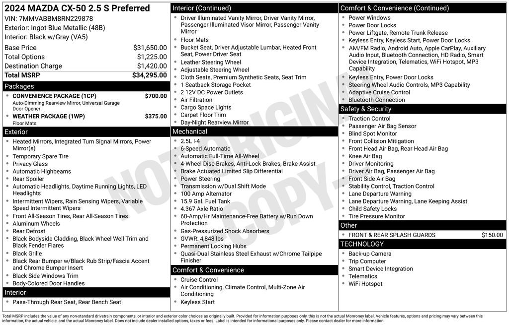 Used 2024 MAZDA CX-50 AWD 2.5 S w/ Convenience Package image 6