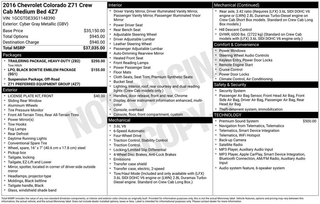 Used 2016 Chevrolet Colorado Z71 AWD/4WD image 11