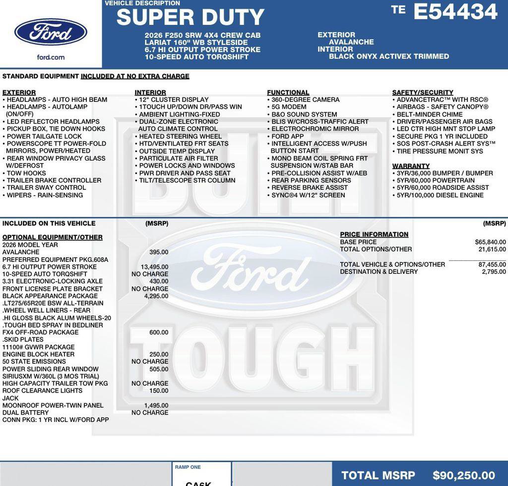 New 2026 Ford F250 Lariat w/ Black Appearance Package AWD/4WD image 2