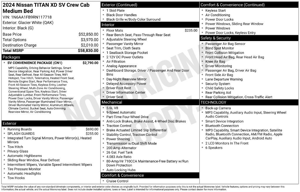 Certified 2024 Nissan Titan SV w/ SV Convenience Package AWD/4WD image 6