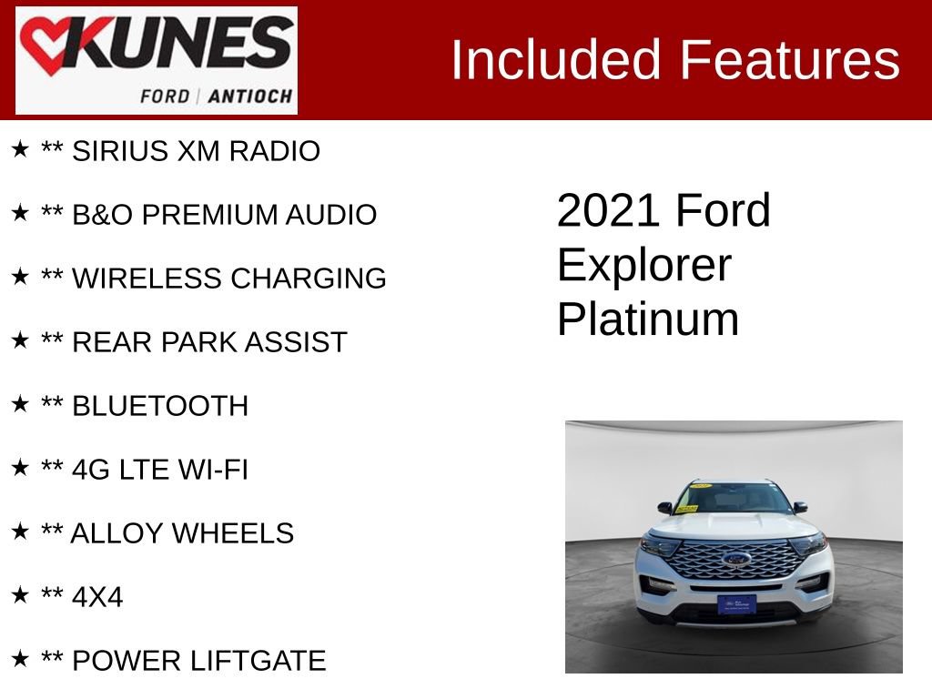 Certified 2021 Ford Explorer Platinum w/ Equipment Group 601A AWD/4WD image 4