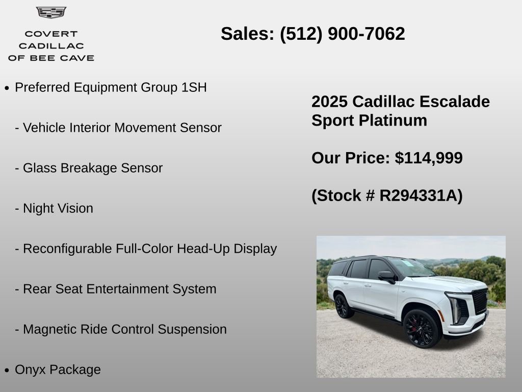 Used 2025 Cadillac Escalade Sport Platinum w/ LPO, ONYX Package AWD/4WD image 24